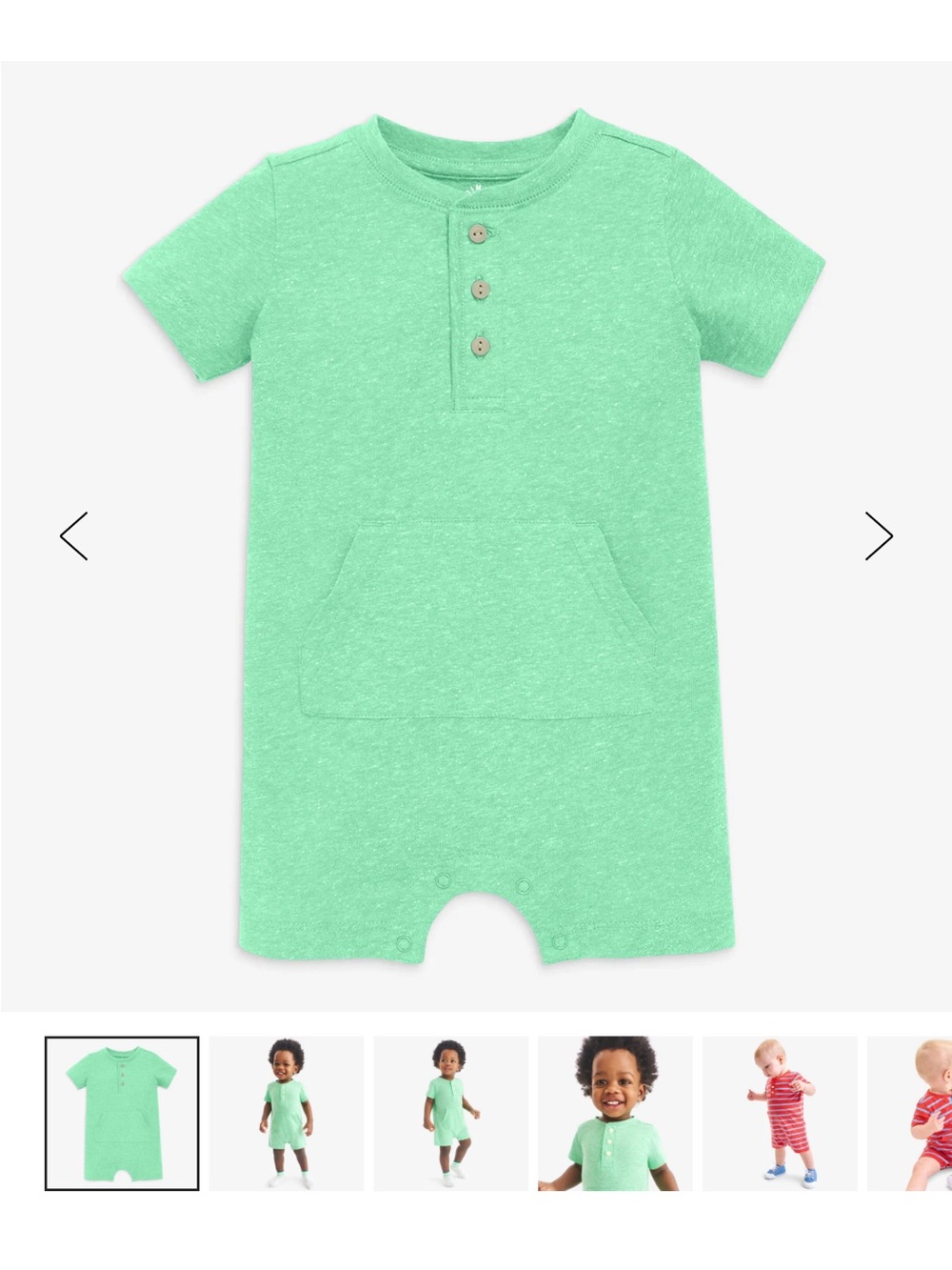 PRIMARY Lot of 2 Baby Henley Rompers Blue and Green 18-24m